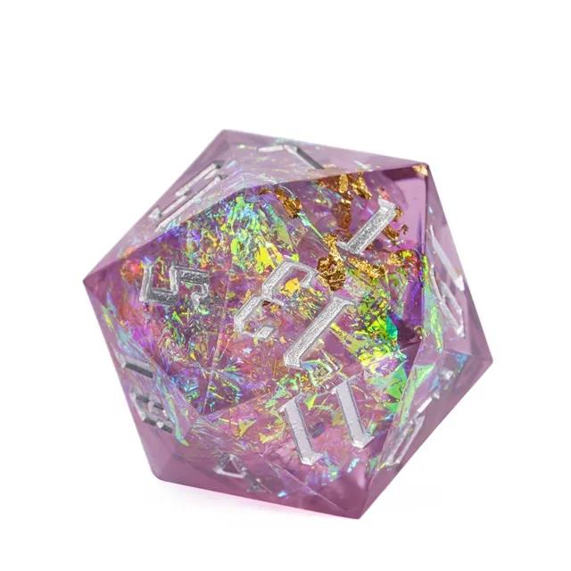 Candy in Purple with White Foil Sharp Resin - D20 RPG Dice