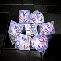 Thumbnail for 7pcs Dice Sharp Filled Liquid Purple Font Dragon Clear