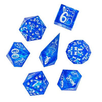 Thumbnail for Cats on Blue with Candy Sharp Resin - 7pcs RPG Dice Set
