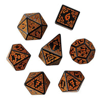 Thumbnail for Orange Celtic Knot on Black Acrylic - 7pcs RPG Full Dice Set
