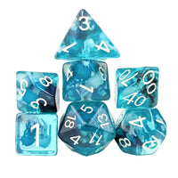 Thumbnail for Glow in the Dark Jellyfish in Clear & Blue Resin - 7pcs RPG Full Dice Set