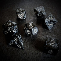 Thumbnail for White Swirl in Black Resin - 7pcs RPG Full Dice Set