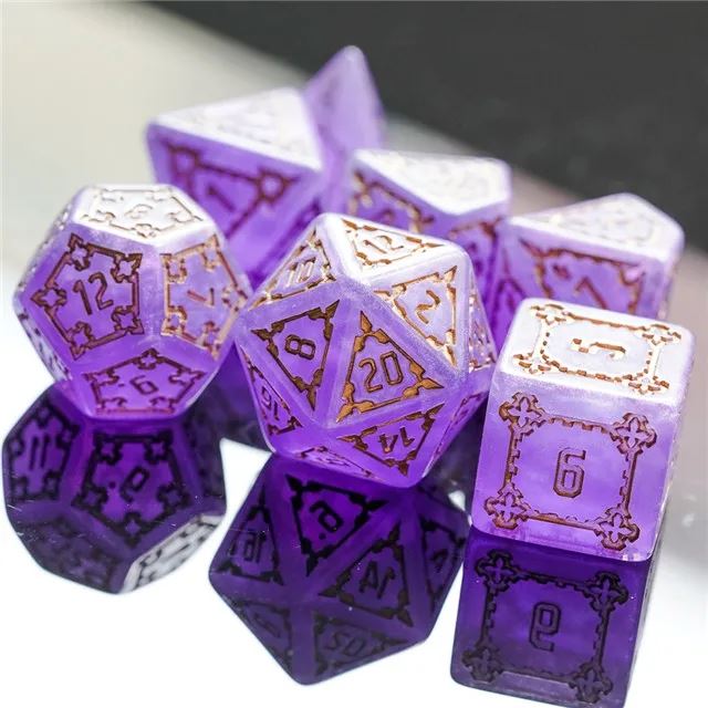 Castle on Blue Resin - 7pcs RPG Oversized Dice Set