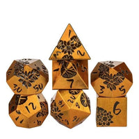 Thumbnail for Lotus Flower in Gold Metal - 7pcs RPG Dice Set