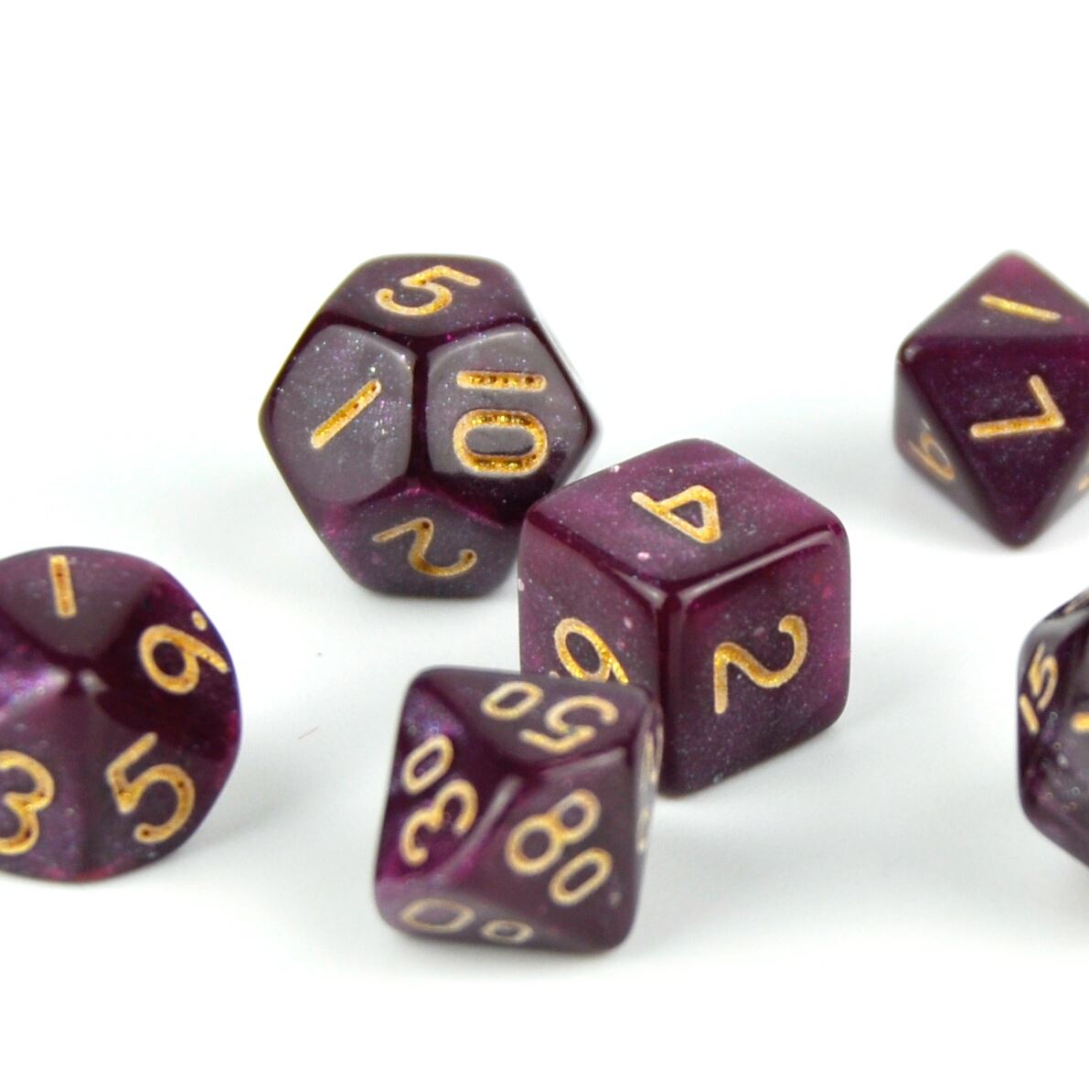 Glitter in Plum Acrylic - 7pcs RPG Mini Dice Set