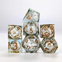 Thumbnail for White Sand in Clear Liquid Filled Sharp Resin - 7pcs RPG Dice Set