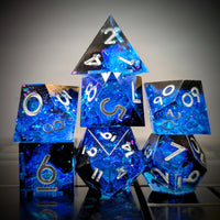 Thumbnail for 7pcs Dice Sharp Candy Silver Font Blue Black