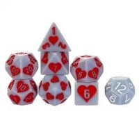 Thumbnail for 7pcs Dice Resin Pattern Hearts Red Font Grey