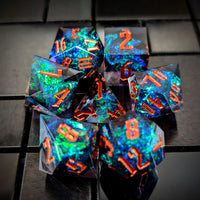 Thumbnail for Candy in Blue & Green Sharp Resin - 7pcs RPG Dice Set
