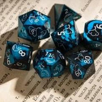 Thumbnail for 7pcs Dice Metal Aluminium White Font Whales Black Blue