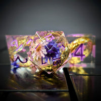 Thumbnail for 7pcs Dice Sharp Filled Gold Ring Flowers Pink Font Pink Clear