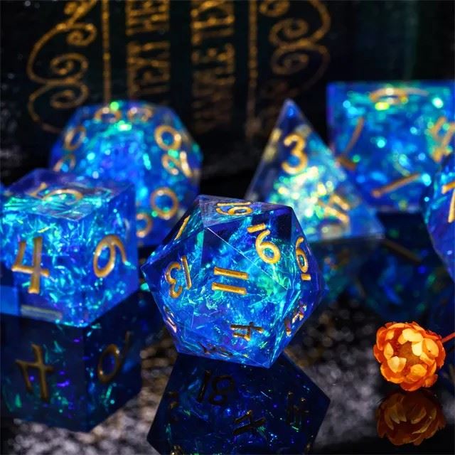 Candy in Blue Mini Sharp Resin - 7pcs RPG Dice Set