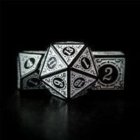 Thumbnail for White Lattice on Black Acrylic - 7pcs RPG Full Dice Set Close