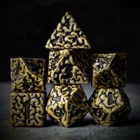 Thumbnail for 7pcs RPG Dice Set - Black Wash over Bronze Metal Brains