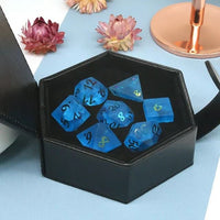 Thumbnail for Cracked & Frosted Royal Blue Glass - 7pcs RPG Dice Set