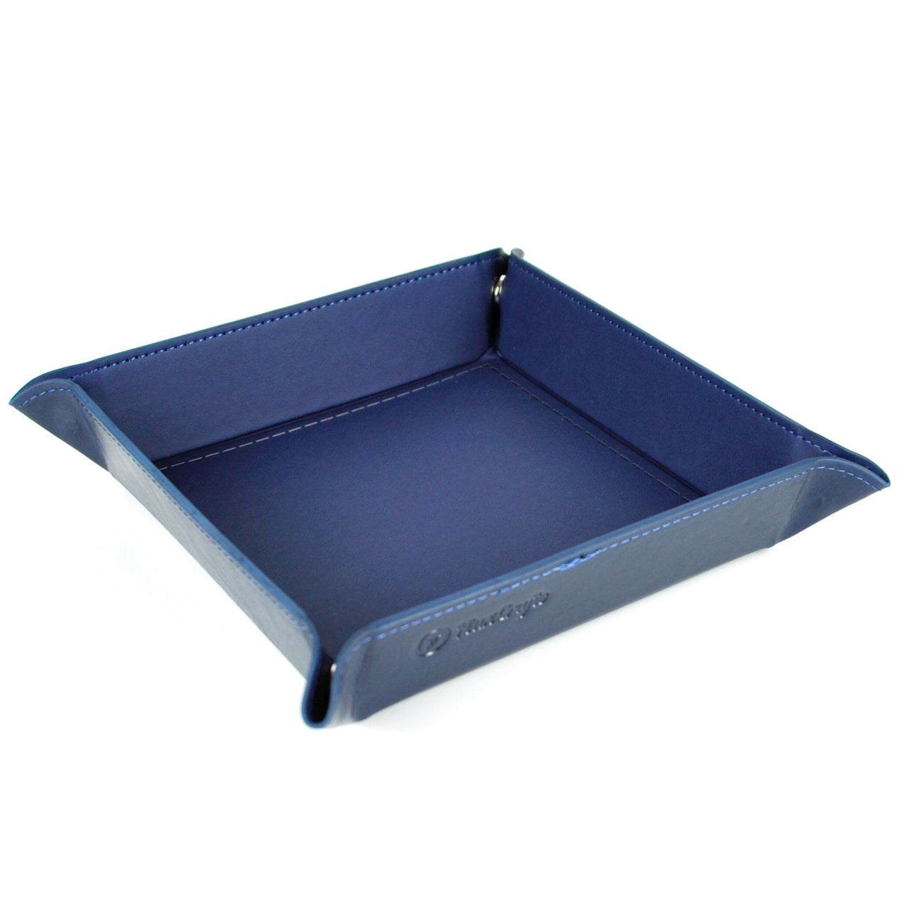 Blue PU Leather - Square Hard Dice Tray