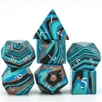 Thumbnail for Layered Blue, Brown and Black Turquise Gemstone - 7pcs RPG Dice Set