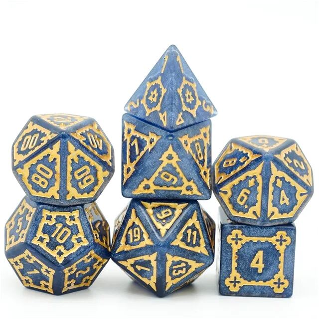 Castle on Blue Resin - 7pcs RPG Oversized Dice Set