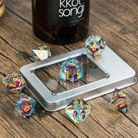 Thumbnail for Pink Glitter in Blue & Clear Liquid Filled Sharp Resin - 7pcs RPG Dice Set