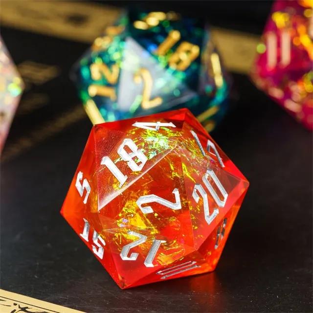 Candy in Orange with Yellow Foil Sharp Resin - D20 RPG Dice