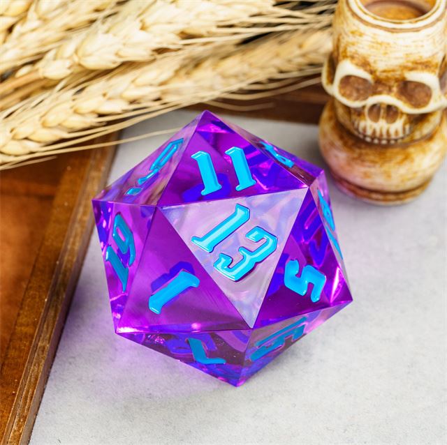 Purple & Clear Sharp Acrylic - D20 RPG Dice