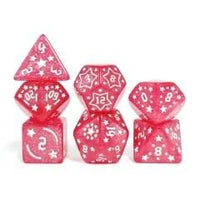 Thumbnail for 7pcs Dice Acrylic Pattern Stars Gold Font Pink