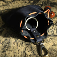 Thumbnail for Black Leather Pouch with Belt Clip - Storage Bag