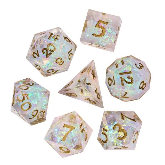 Candy in Clear Mini Sharp Resin - 7pcs RPG Dice Set