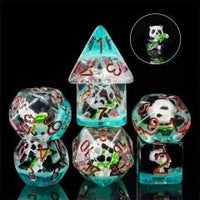 Thumbnail for Dragon Skull in Clear & Cyan Resin - 7pcs RPG Full Dice Set