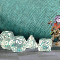 Thumbnail for Glitter in Clear & Blue Acrylic - 7pcs RPG Mini Dice Set