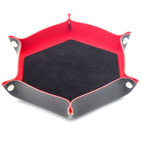 Thumbnail for Black Velvet & Black PU Leather - Hexagon Soft Dice Tray