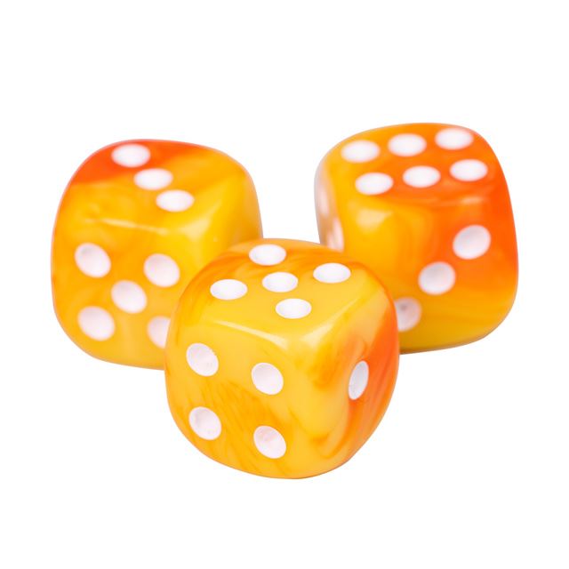 12mm Yellow & Orange Acrylic - 10pcs D6 RPG Dice Set