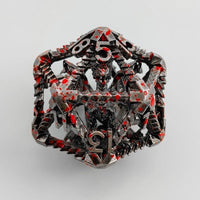 Thumbnail for D20 Dice Metal Resin 39mm Flying Dragon Wash Blood Silver