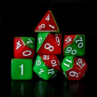 Thumbnail for Blend of Red & Green Acrylic - 7pcs RPG Full Dice Set Dark Stack