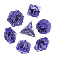 Thumbnail for Spider in Clear & Purple Filled Sharp Resin - 7pcs RPG Dice Set