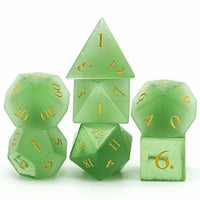 Thumbnail for Green Cat Eye Gemstone - 7pcs RPG Dice Set