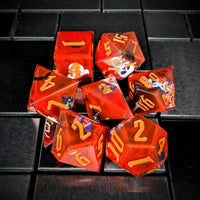 Thumbnail for Halloween Pumpkin in Red Filled Sharp Resin - 7pcs RPG Dice Set