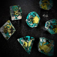 Thumbnail for Green Skull in Clear Resin - 7pcs RPG Full Dice Set