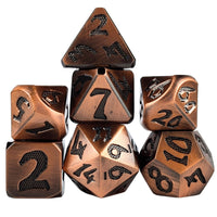 Thumbnail for Black Font in Copper Metal - 7pcs RPG Dice Set