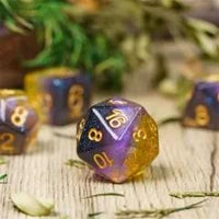 Thumbnail for 7pcs Dice Resin Layer Gold Font Non Binary Blue Purple Yellow