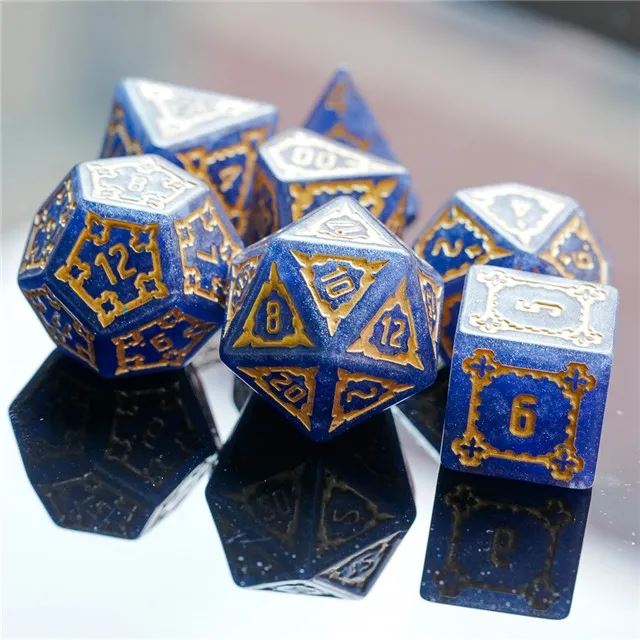 Castle on Blue Resin - 7pcs RPG Oversized Dice Set