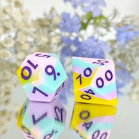 Thumbnail for Pink & Yellow Layered Silicone - 7pcs RPG Full Dice Set