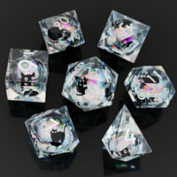 Thumbnail for 7pcs Dice Sharp Filled Liquid Cat White Font White Clear
