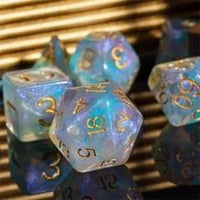 Thumbnail for Blue & Pink Swirl in Clear Resin - 7pcs RPG Full Dice Set