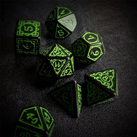 Thumbnail for Green Vines on Black Acrylic - 7pcs RPG Full Dice Set Scatter