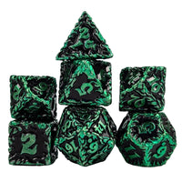 Thumbnail for 7pcs Dice Metal Druid Vine Green Font Black