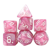 Thumbnail for Pink Silk Acrylic - 7pcs RPG Full Dice Set White Stack