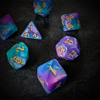 Thumbnail for Glitter in Purple & Blue Acrylic - 7pcs RPG Full Dice Set Scatter