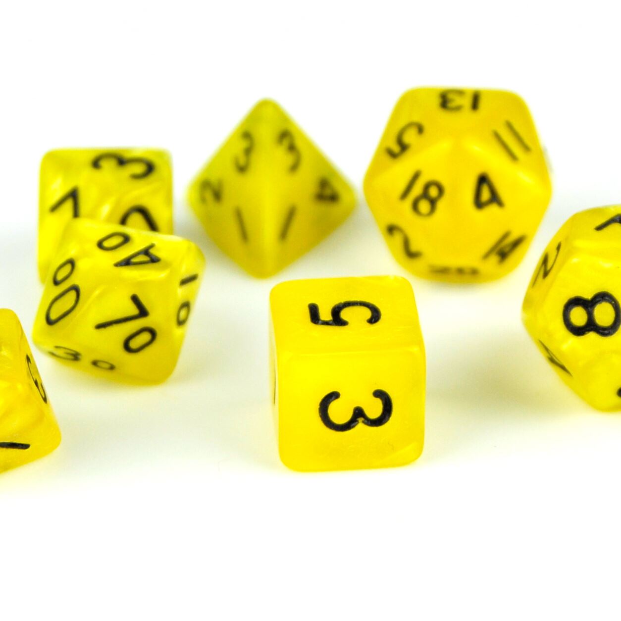 Silk Yellow Acrylic - 7pcs RPG Mini Dice Set