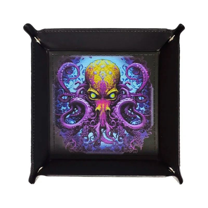 Mindflayer on Black PU Leather - Square Hard Dice Tray